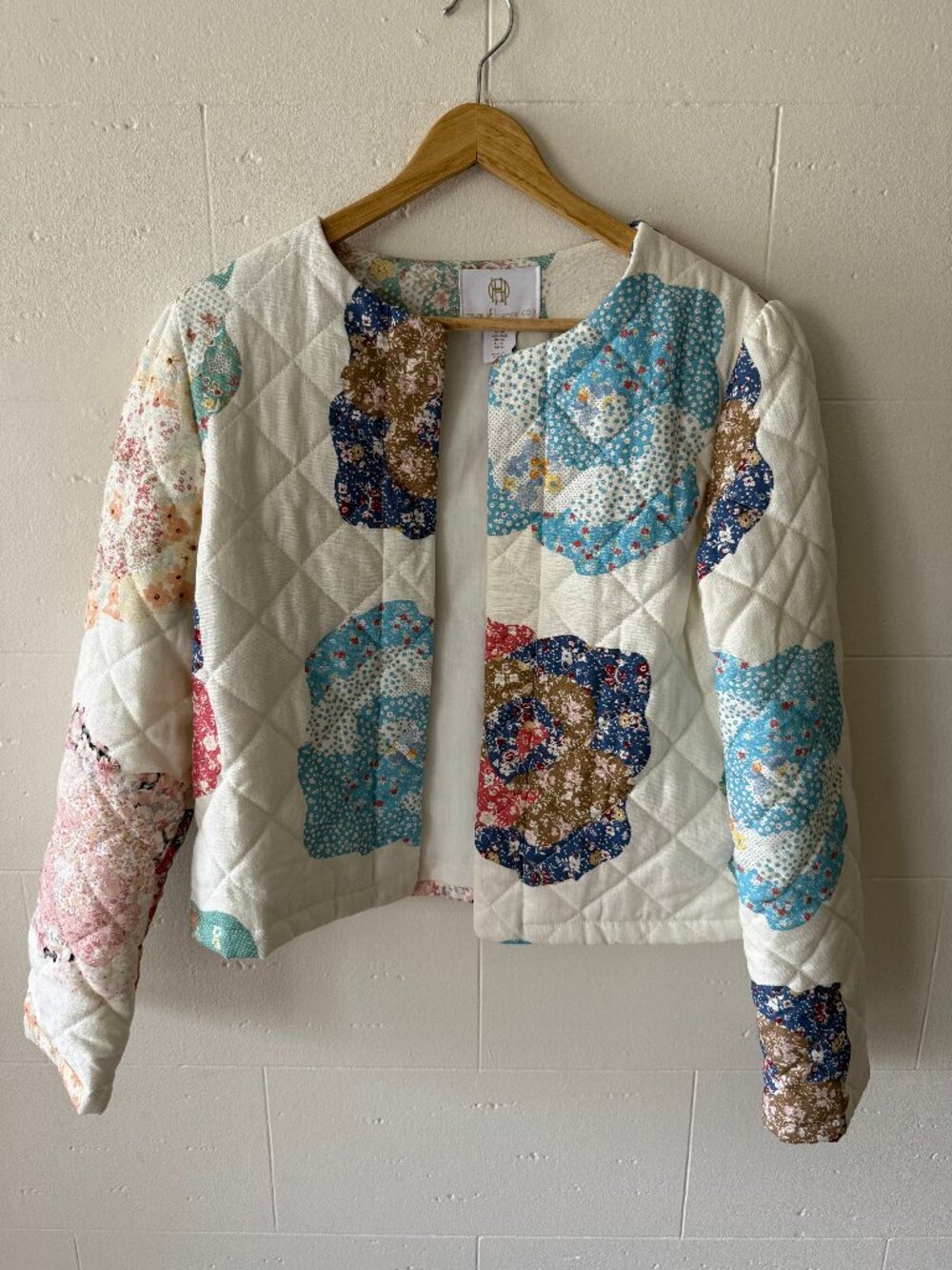 House of Harlow 1960 | Quilted Linen Pastel Spring Patchwork Jacket | Medium